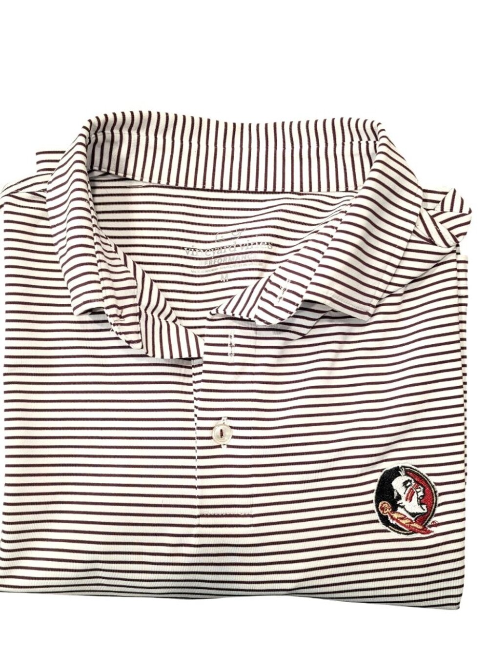 Vineyard Vines Mens M Florida State Seminoles Striped Performance Polo Shirt
